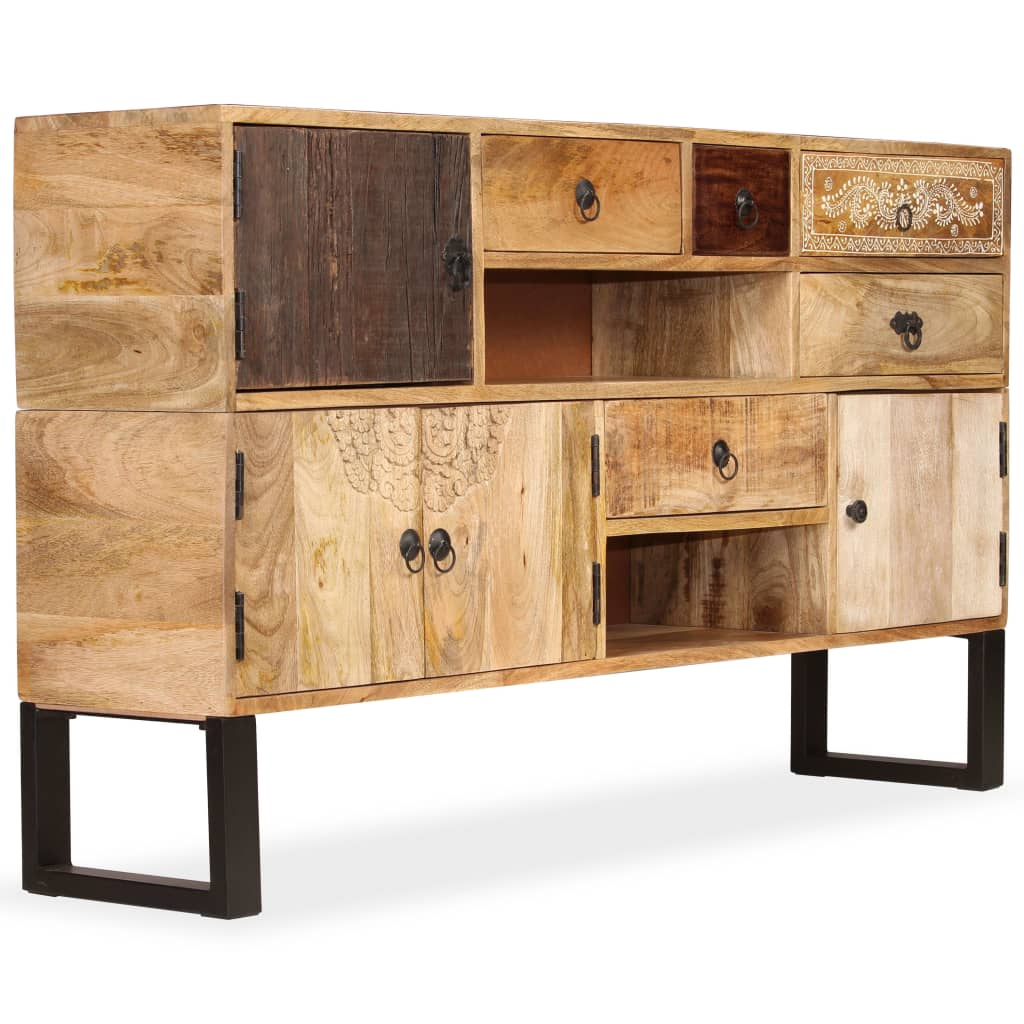 Large Industrial Style Sideboard Solid Mango Wood 140x30x80 cm