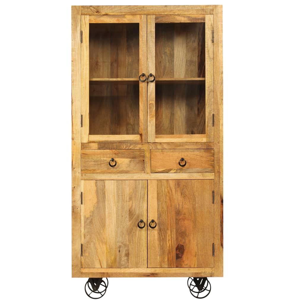 Highboard On Wheels Solid Mango Wood 95x45x185 cm