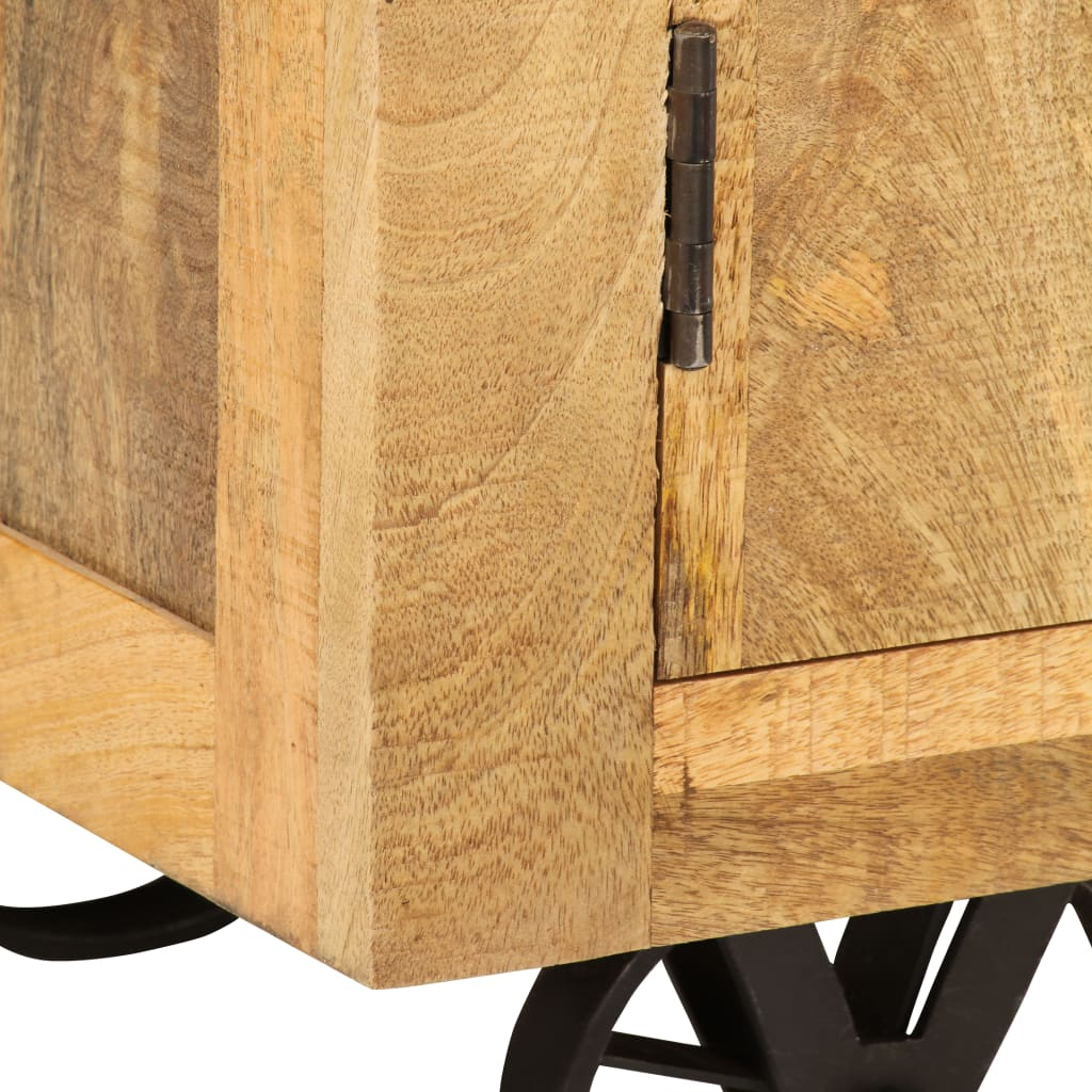 Highboard On Wheels Solid Mango Wood 95x45x185 cm