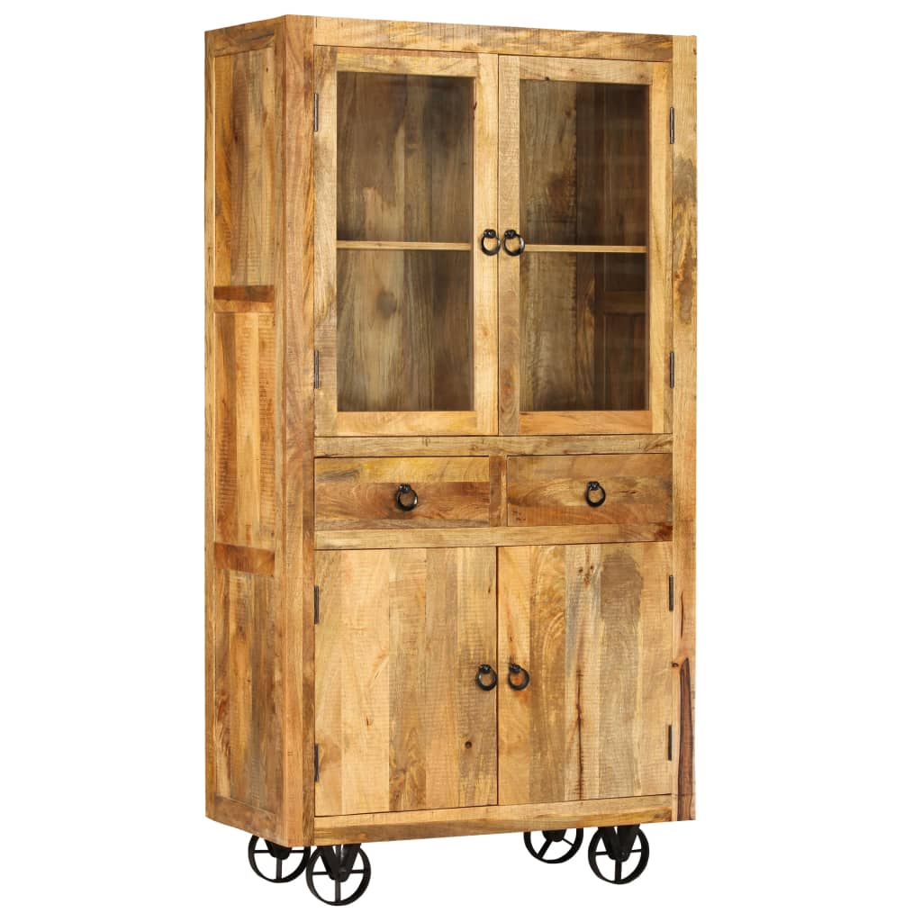 Highboard On Wheels Solid Mango Wood 95x45x185 cm