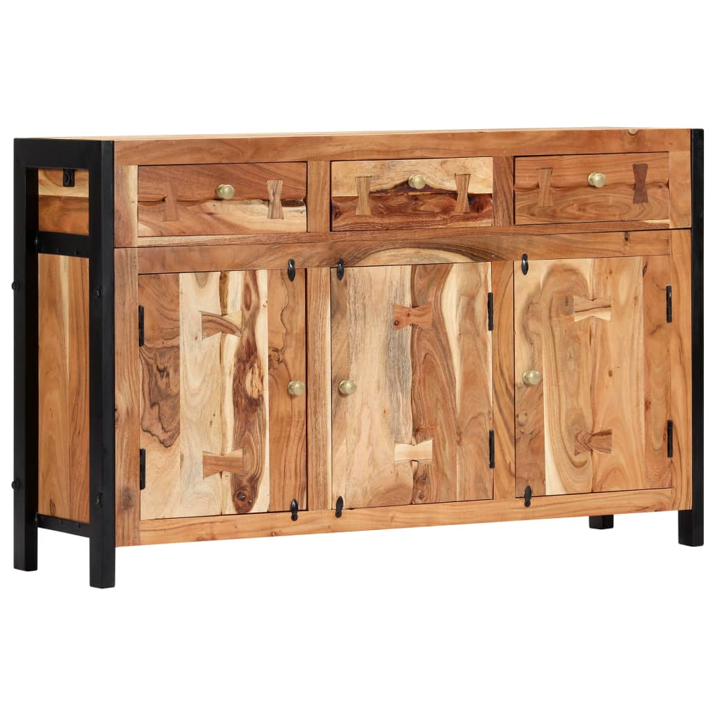 Solid Acacia Wood Industrial Style Sideboard 120x35x75 cm