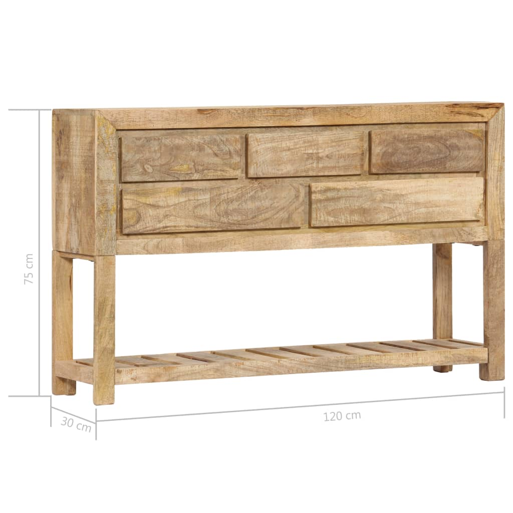 Solid Mango Wood Natural Look Sideboard 120x30x75 cm