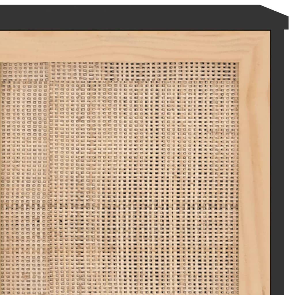 Natural Rattan Solid Wood Pine Sideboard Black 105x30x60 cm