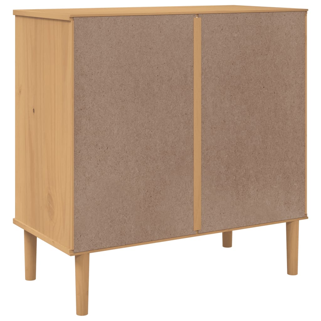 Rattan Style Solid Wood Pine Drawer Cabinet Brown 80x40x80 cm