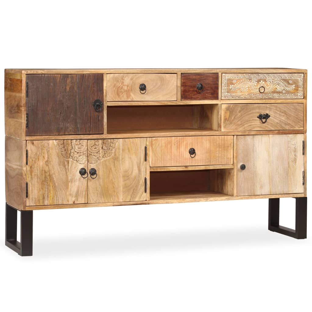 Large Industrial Style Sideboard Solid Mango Wood 140x30x80 cm