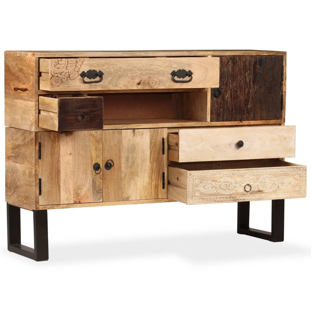 Large Industrial Style Sideboard Solid Mango Wood 115x30x80 cm