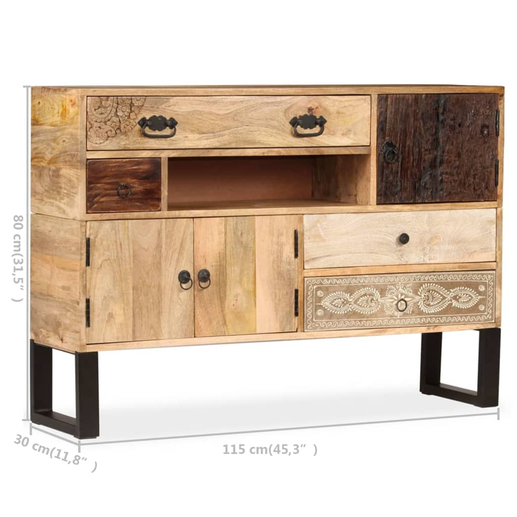 Large Industrial Style Sideboard Solid Mango Wood 115x30x80 cm