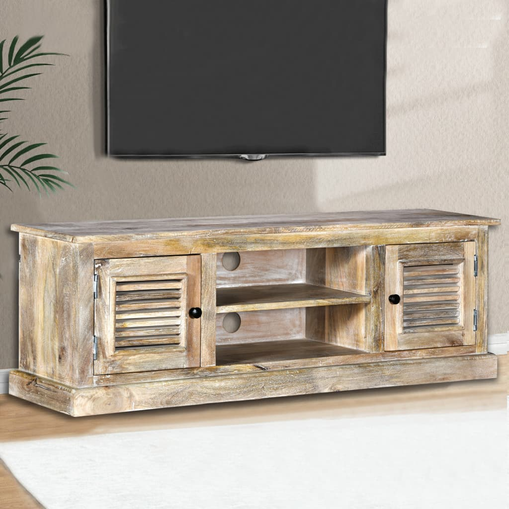 Distressed Wood Style Solid Mango Wood TV Cabinet