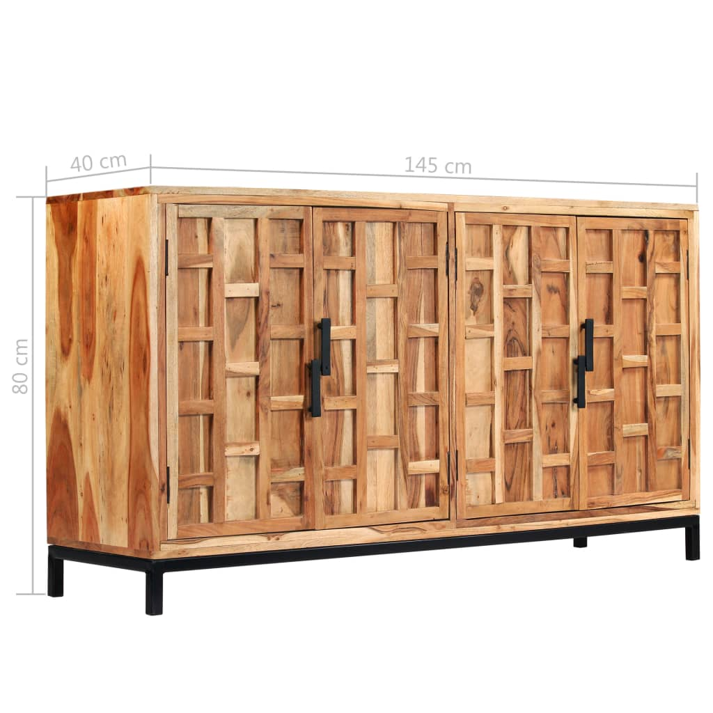 Solid Acacia Wood Sideboard 145x40x80 cm