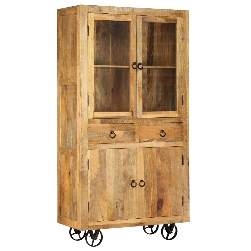 Highboard On Wheels Solid Mango Wood 95x45x185 cm