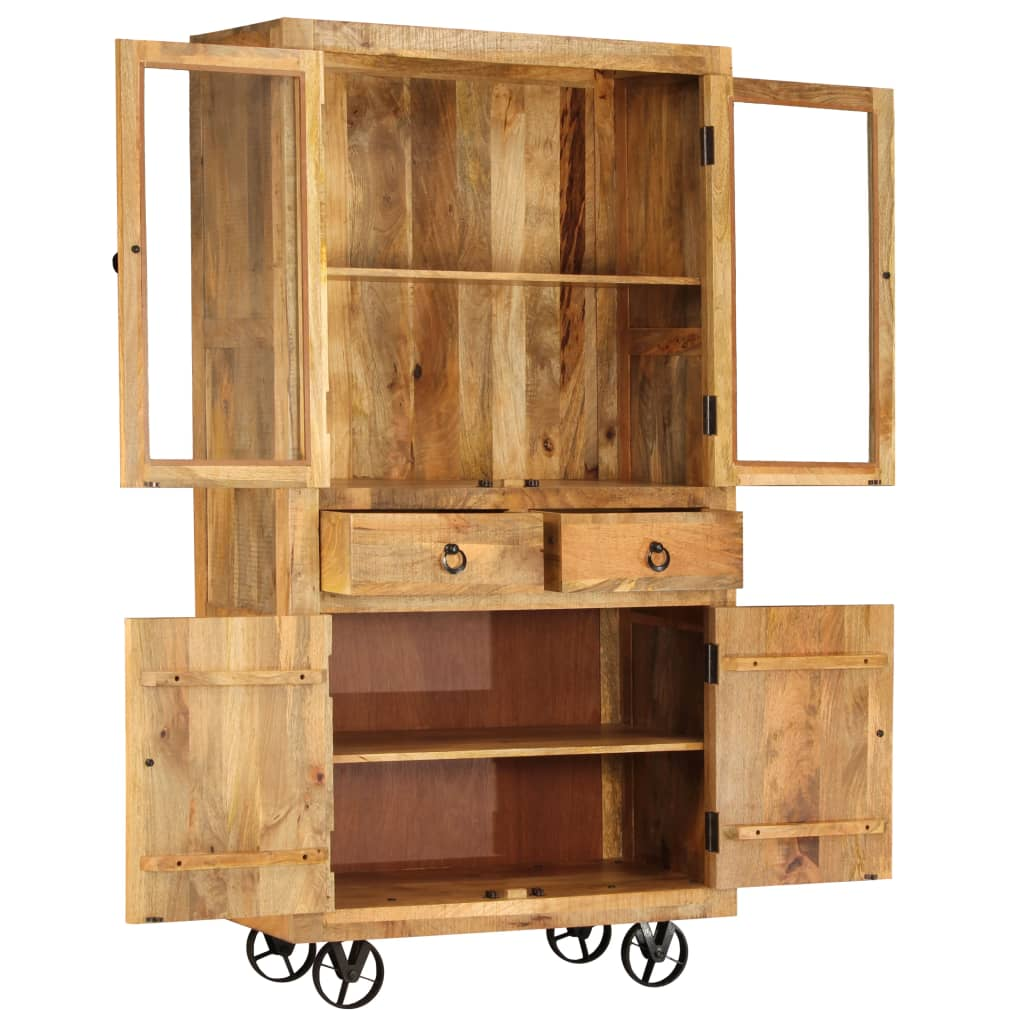 Highboard On Wheels Solid Mango Wood 95x45x185 cm