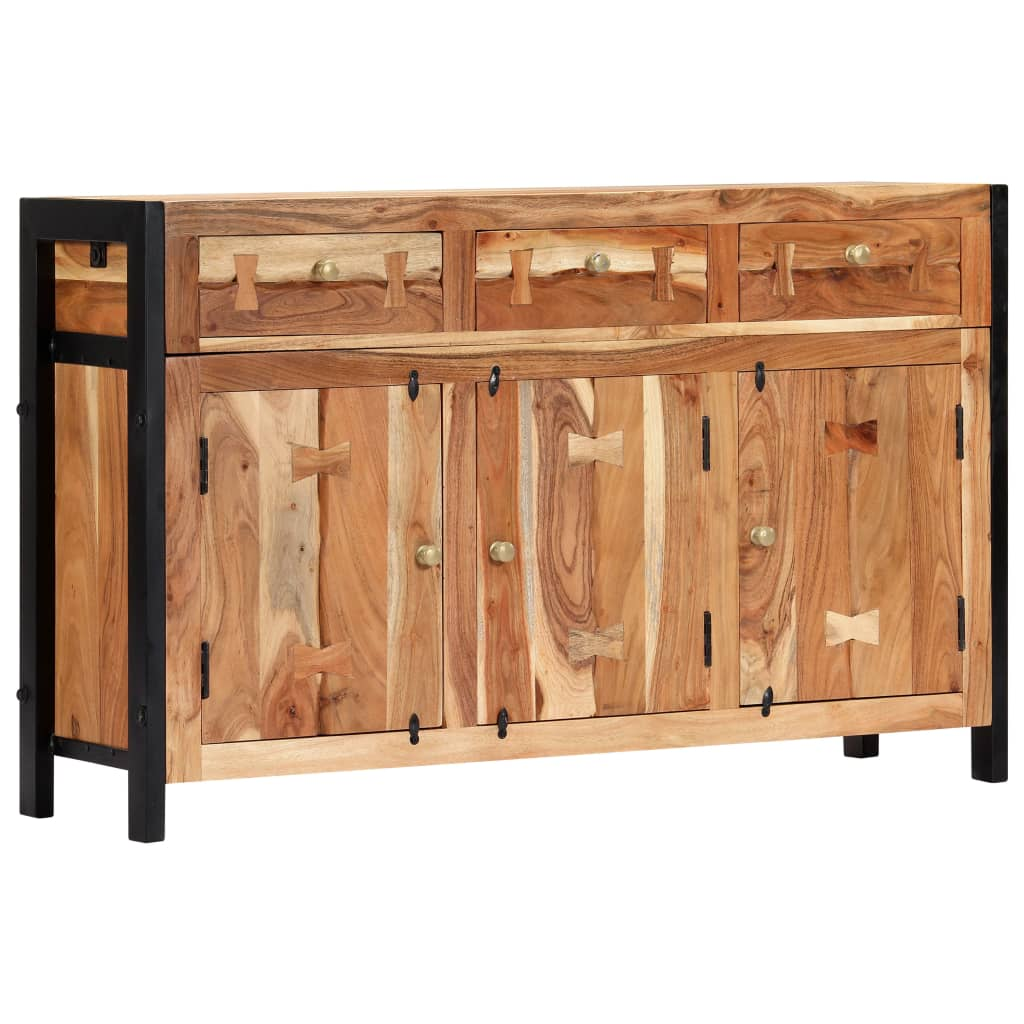 Solid Acacia Wood Industrial Style Sideboard 120x35x75 cm