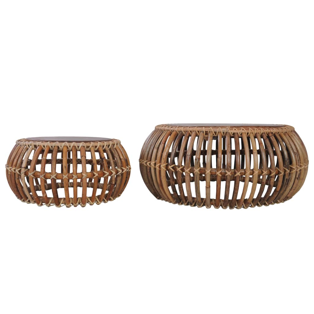 Natural Rattan Coffee Tables 2 pcs