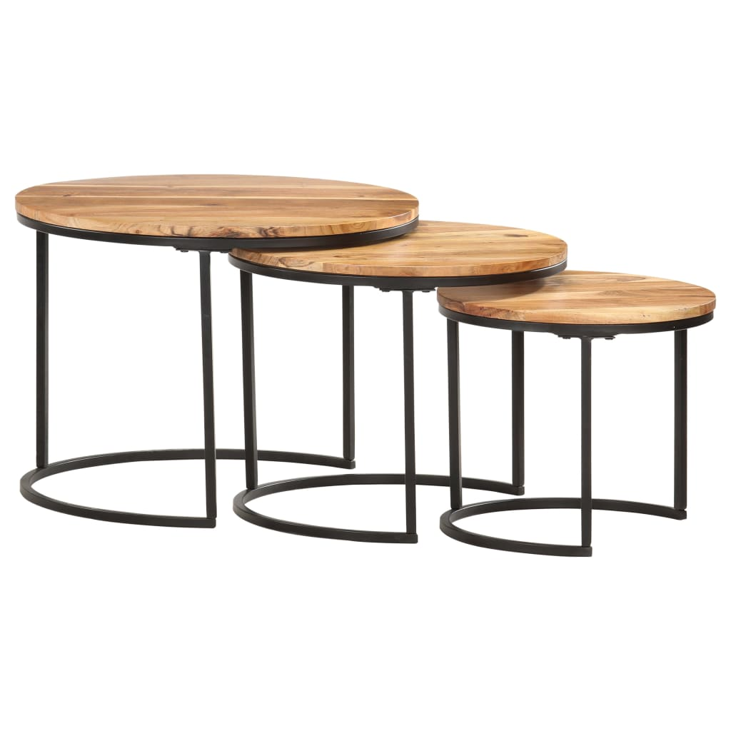 Solid Acacia Wood Nesting Tables 3 pcs