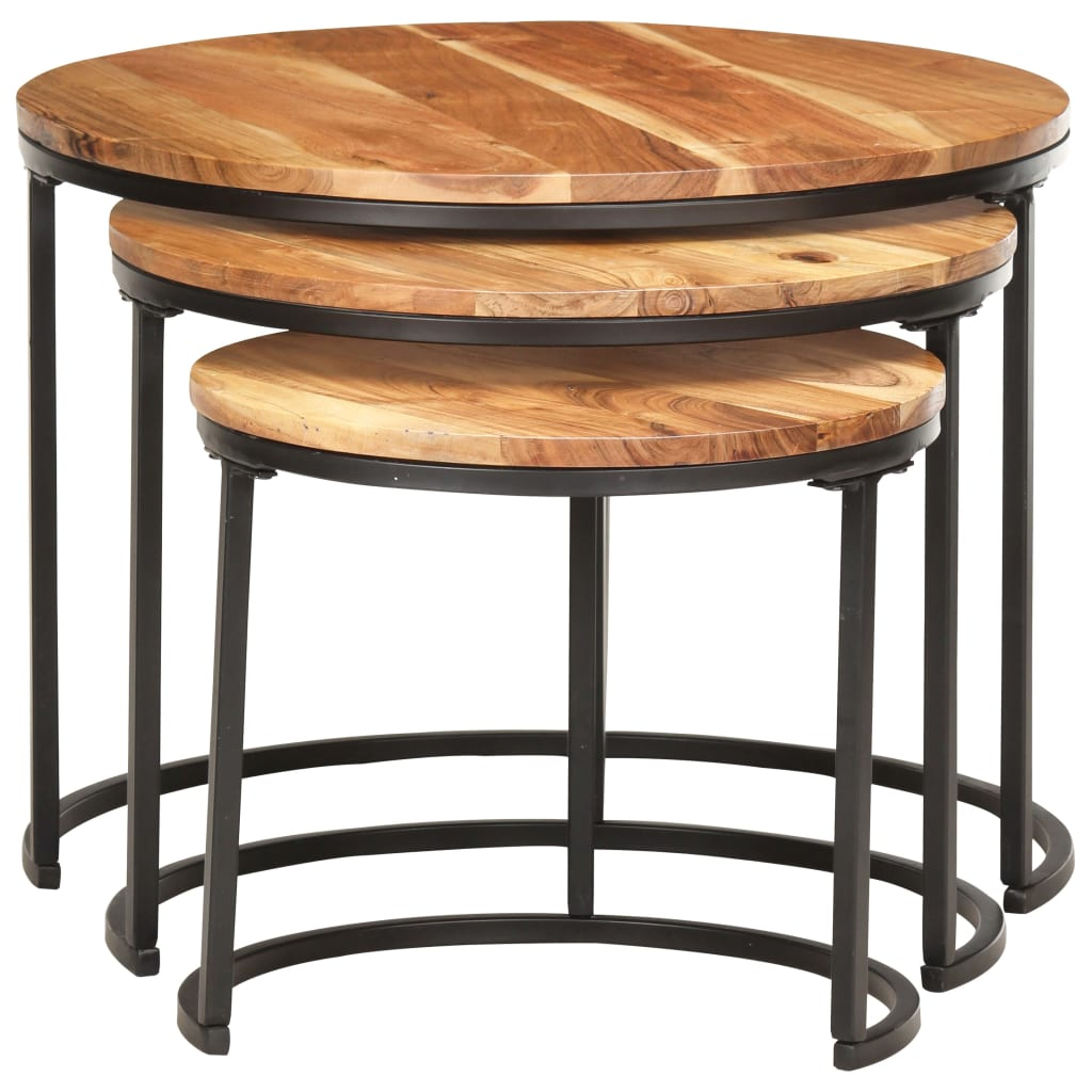 Solid Acacia Wood Nesting Tables 3 pcs