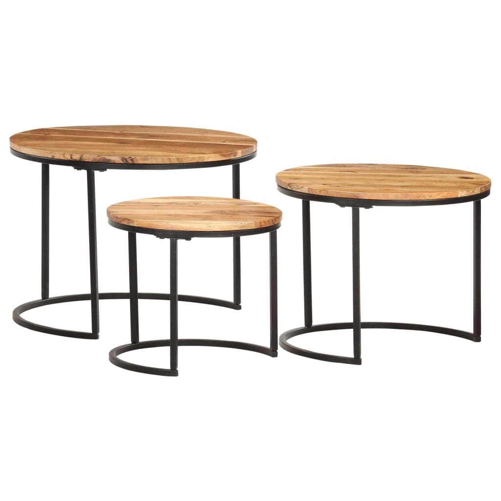 Solid Acacia Wood Nesting Tables 3 pcs