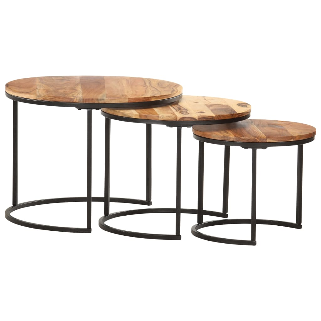 Solid Acacia Wood Nesting Tables 3 pcs