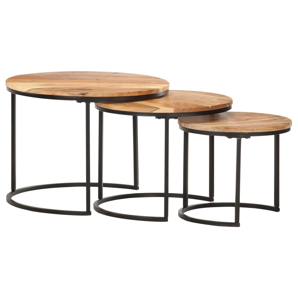 Solid Acacia Wood Nesting Tables 3 pcs