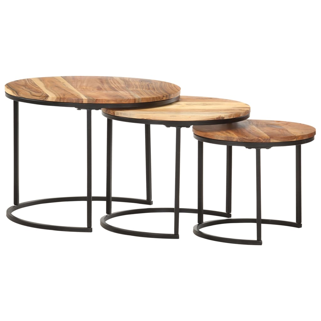 Solid Acacia Wood Nesting Tables 3 pcs