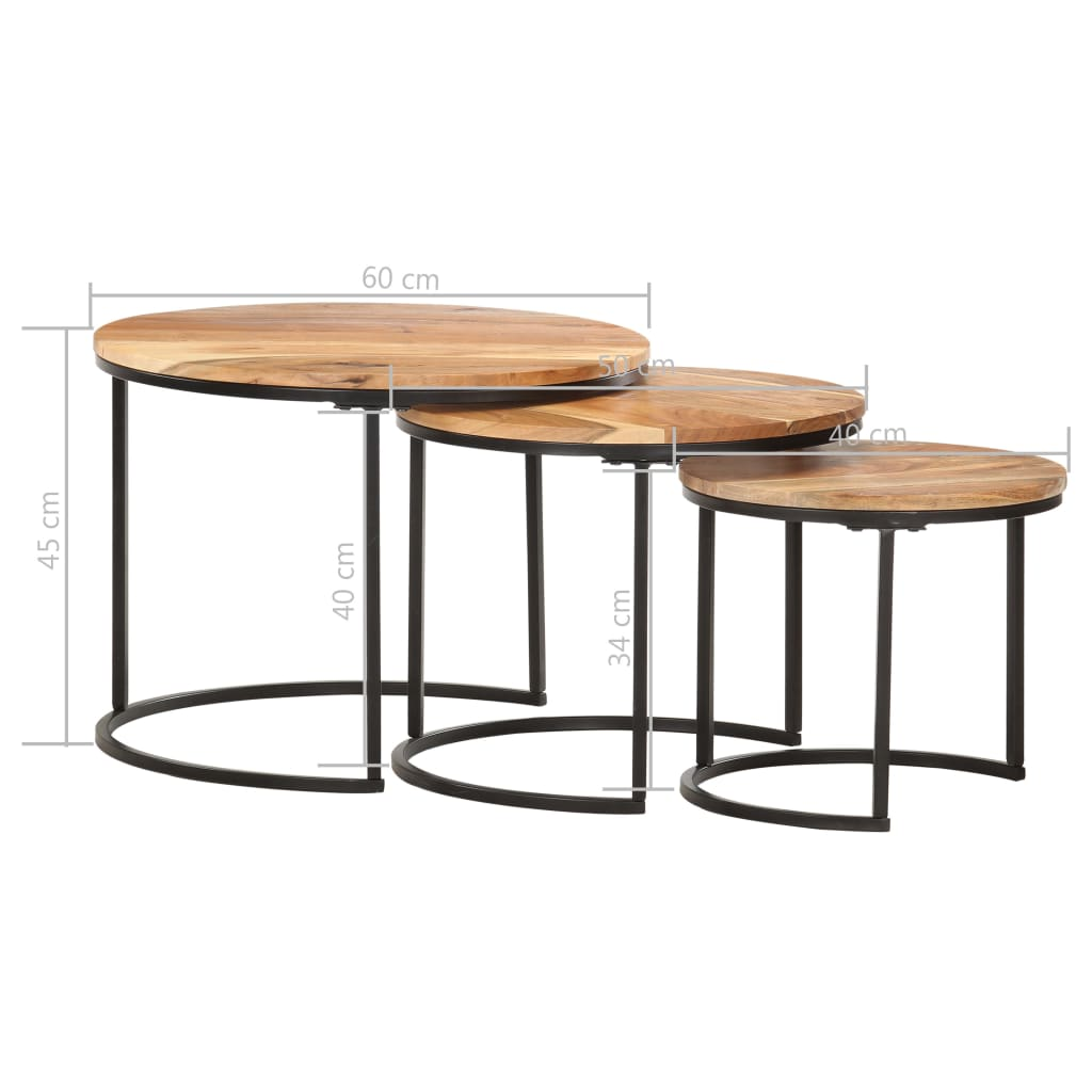 Solid Acacia Wood Nesting Tables 3 pcs