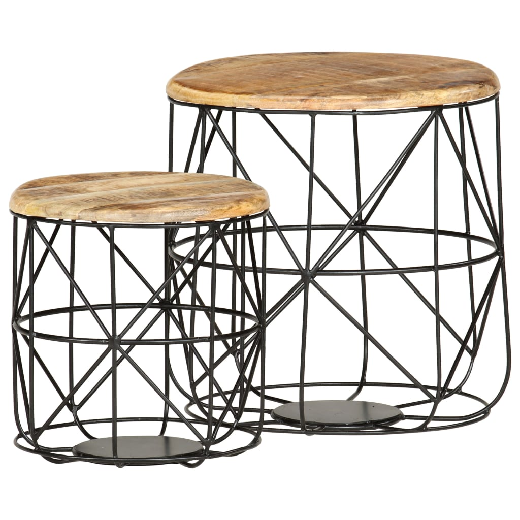 Solid Mango Wood Coffee Tables 2 pcs