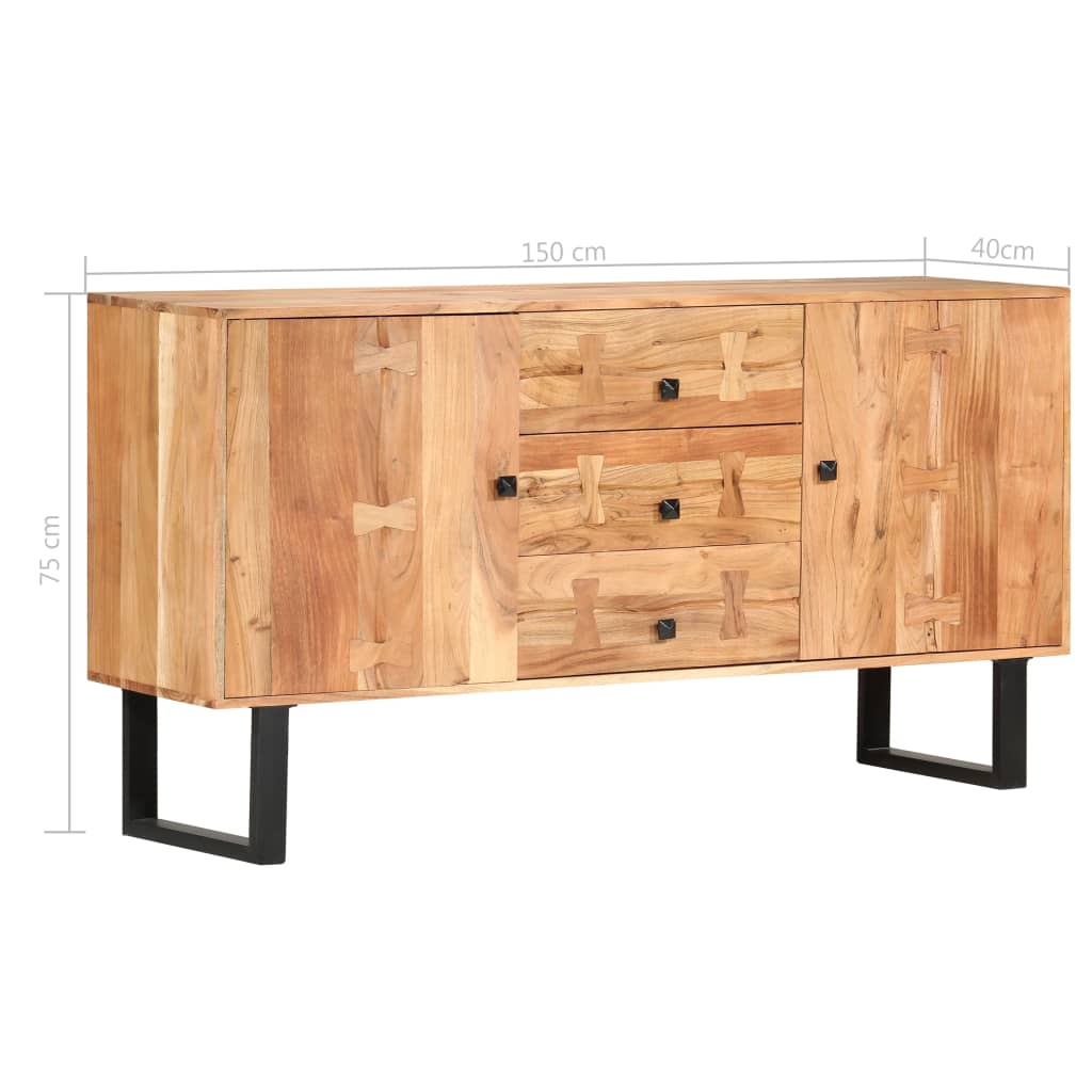 Solid Acacia Wood Industrial Style Sideboard 150x40x75 cm