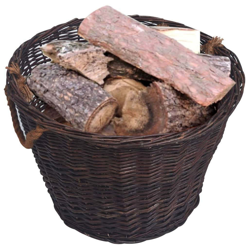 3 Piece Stackable Firewood Basket Set Dark Brown Willow