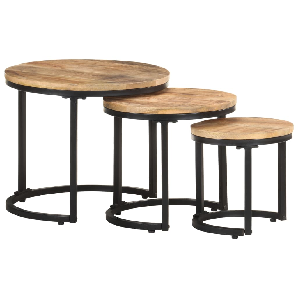 Rough Mango Wood Accent Tables 3 pcs