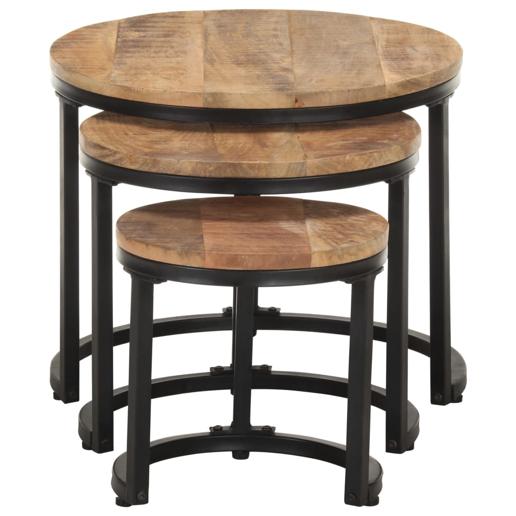 Rough Mango Wood Accent Tables 3 pcs