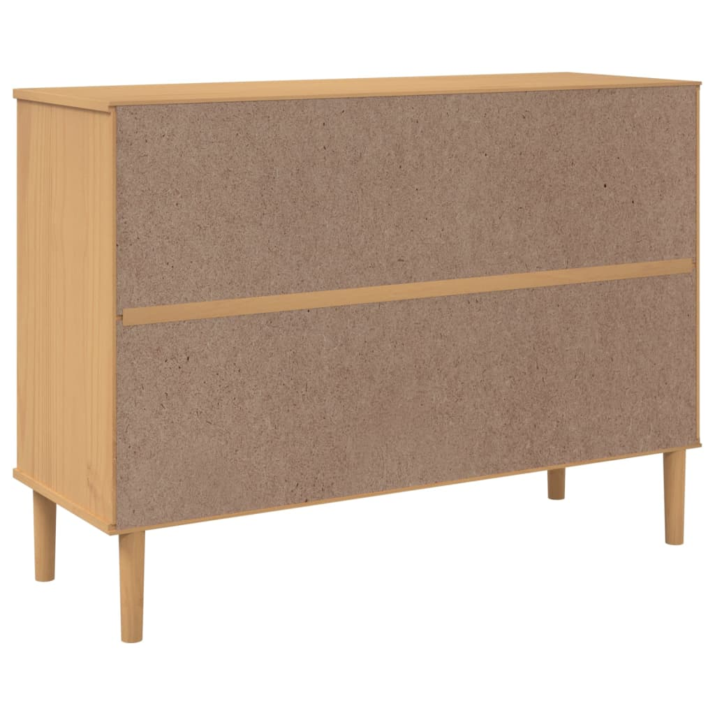 SENJA Rattan Style Sideboard Brown Solid Wood Pine 112x40x80 cm